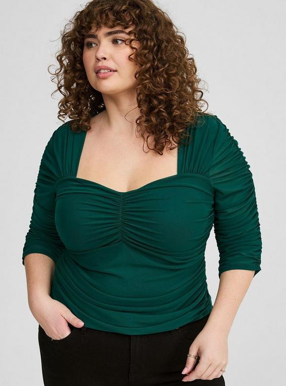 Mesh Sweetheart Shirred Top Product Image