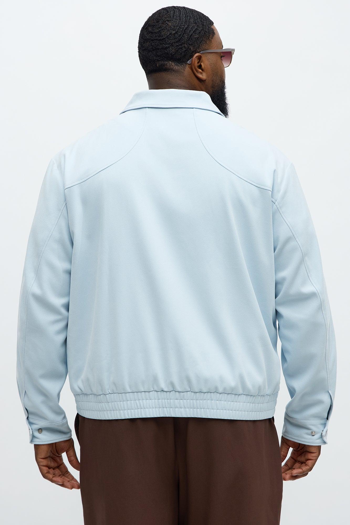 Side Street Paneled Bomber Jacket - Light Blue Product Image