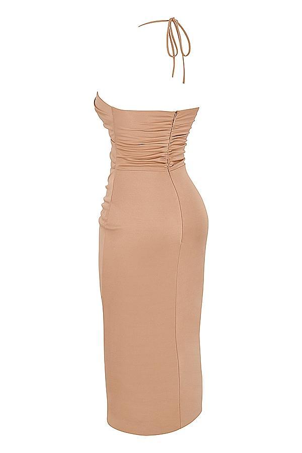 Kasia Caramel Cutout Midi Dress Product Image