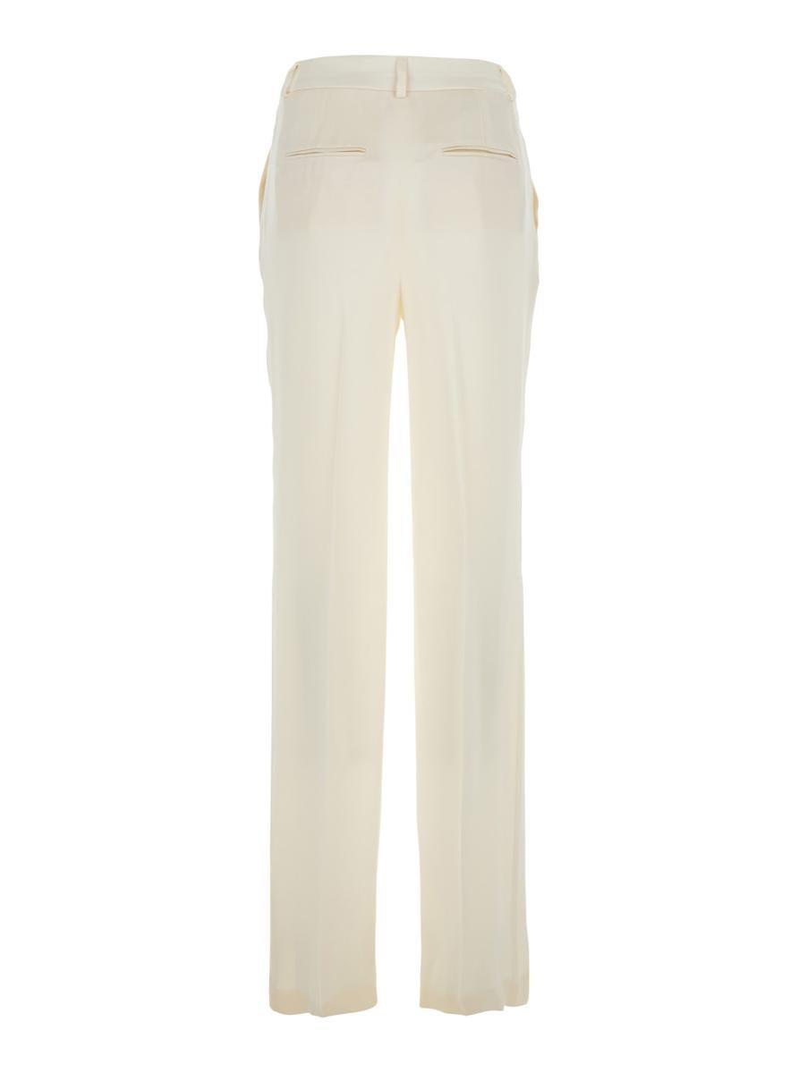 ALBERTA FERRETTI White Tailored Pants With High Waist  In Silk Blend Woman Product Image