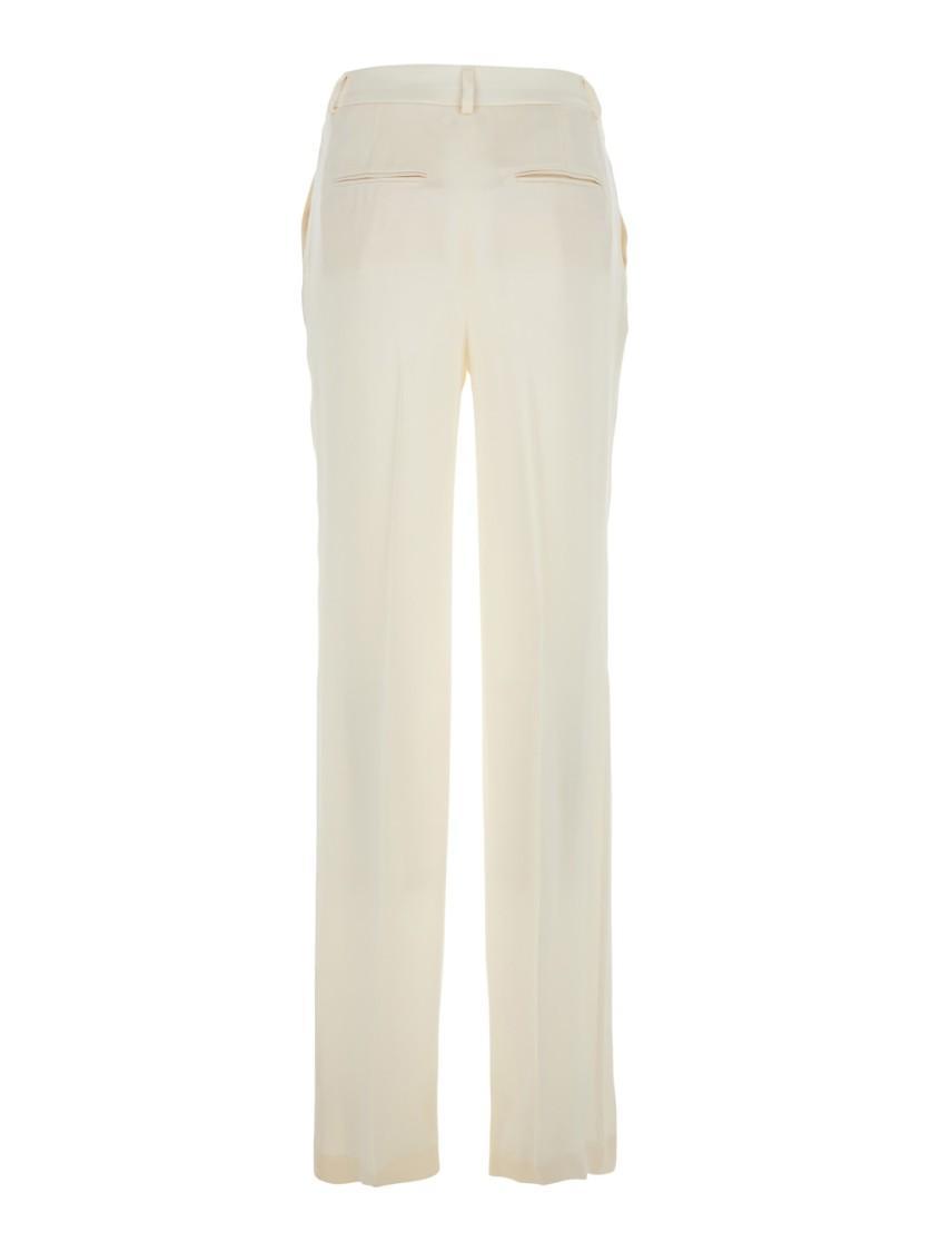 ALBERTA FERRETTI White Tailored Pants With High Waist  In Silk Blend Woman Product Image