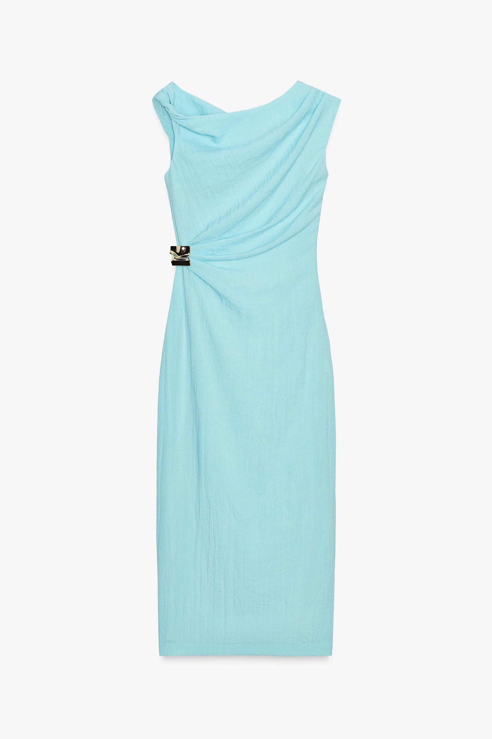ASYMMETRIC MIDI DRESS WITH APPLIQUÉ Product Image