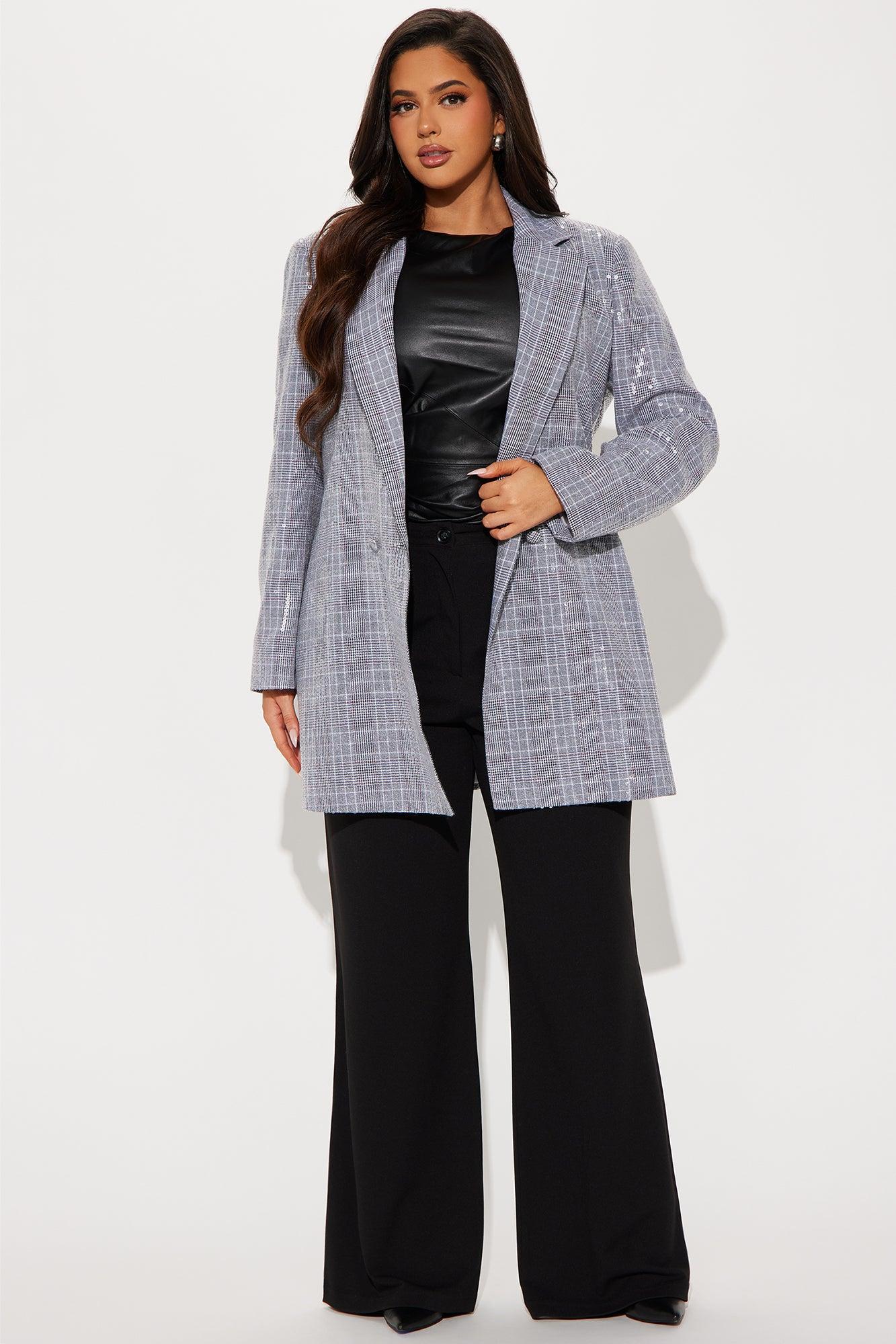 Pleasure Doing Business Sequin Blazer - Grey Product Image
