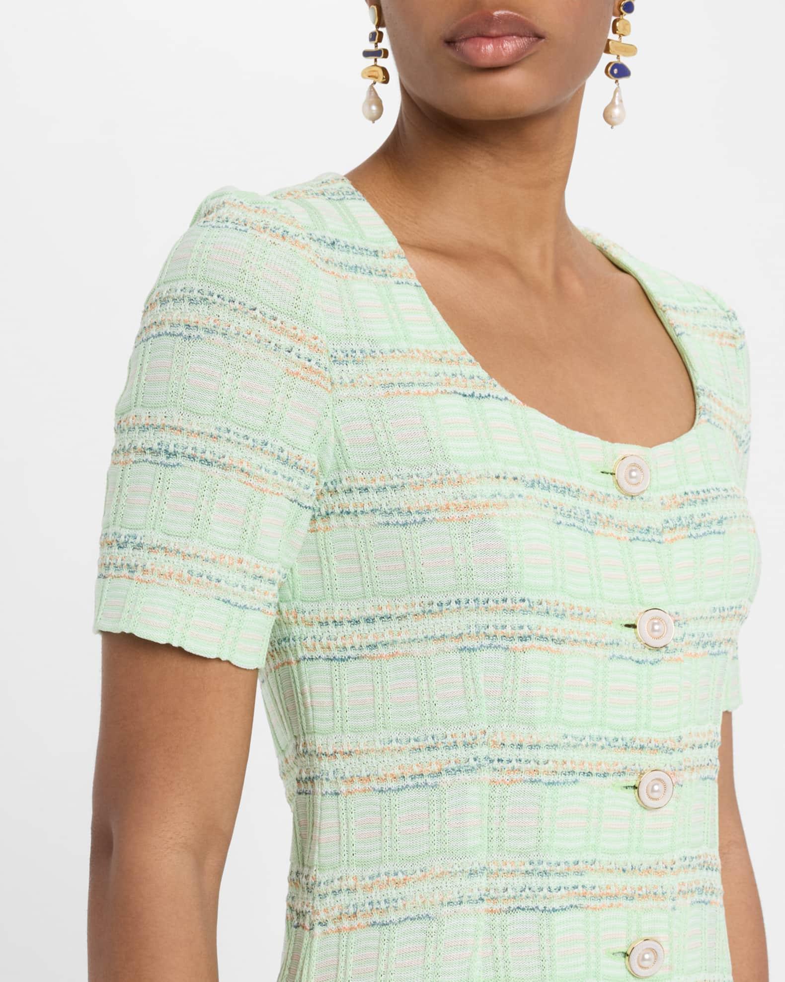 Textured Plaid Knit Sweater Dress Product Image