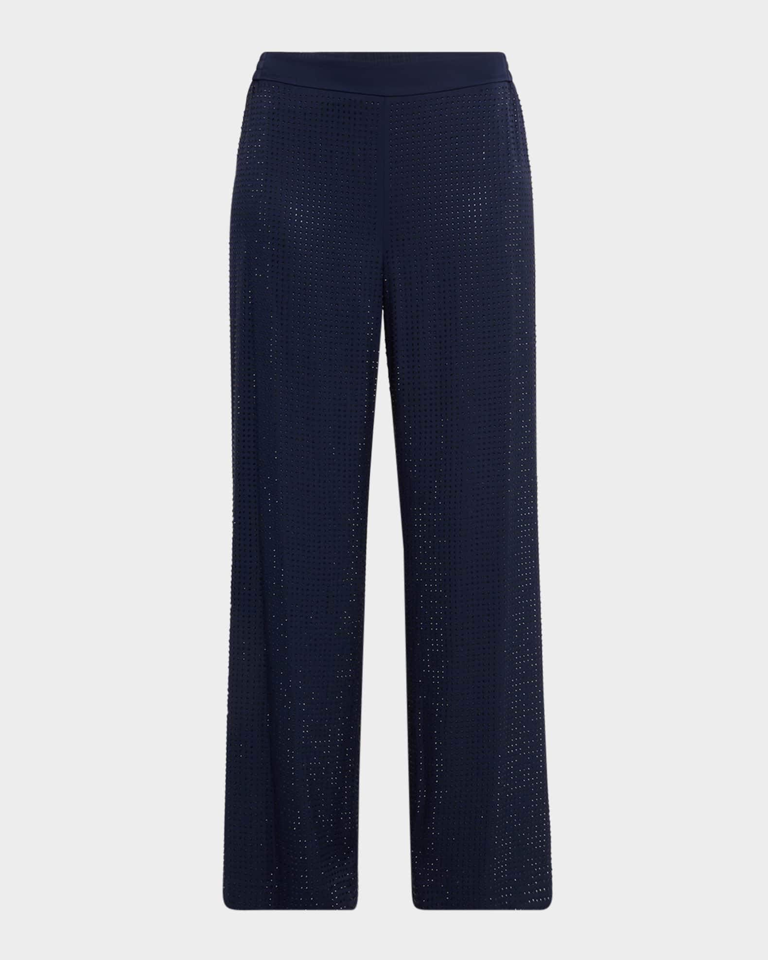 Wide-Leg Rhinestone Pants Product Image