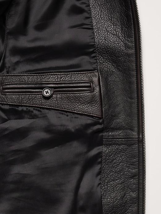 Oversized Leather Bomber Jacket Product Image