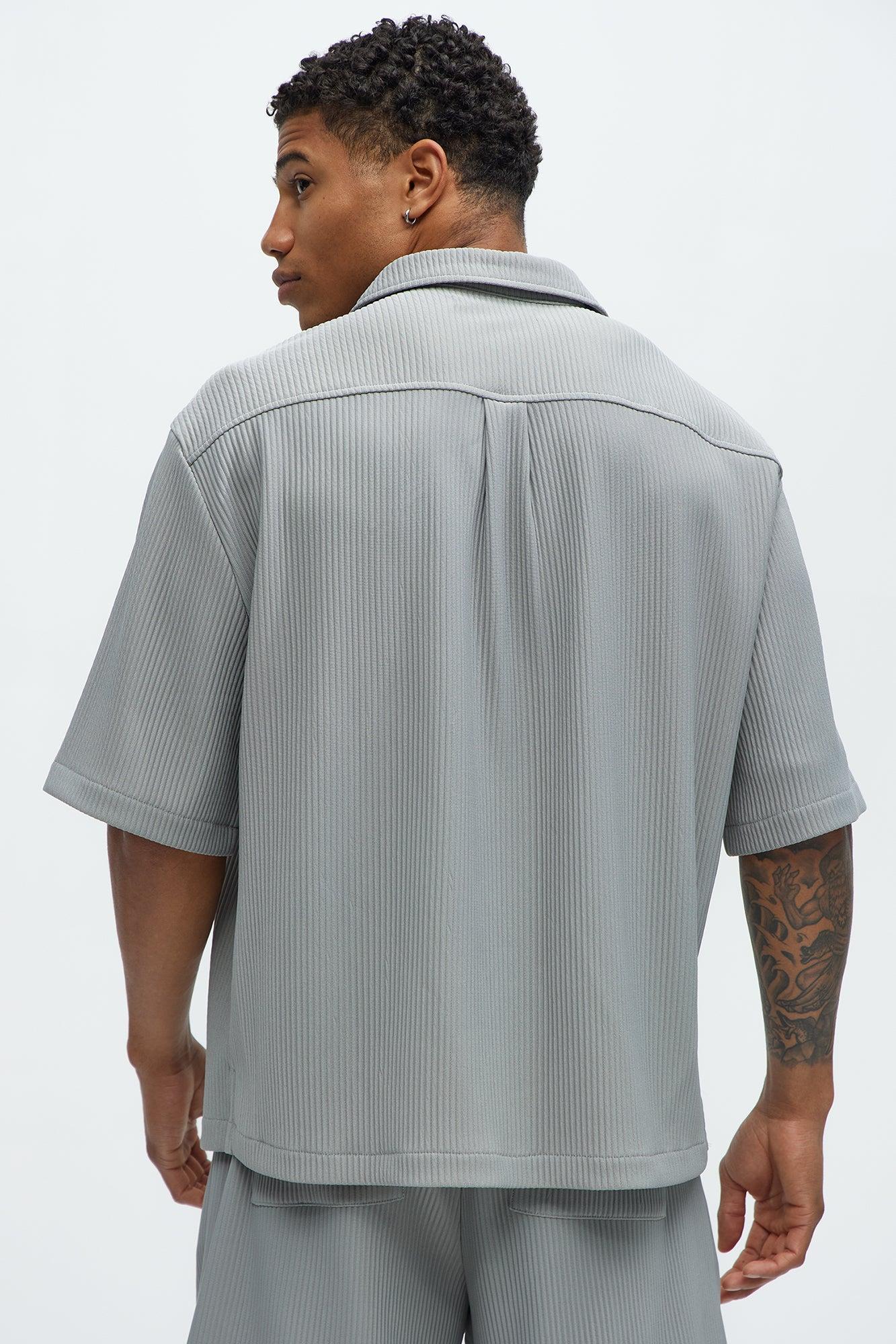 Show Up Short Sleeve Cuban Shirt - Grey Product Image