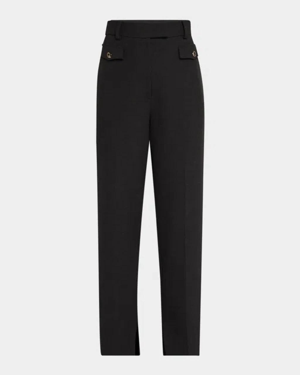 ST JOHN Double-face Luxe Ponte Straight-leg Pants In Dark Heather Grey Product Image