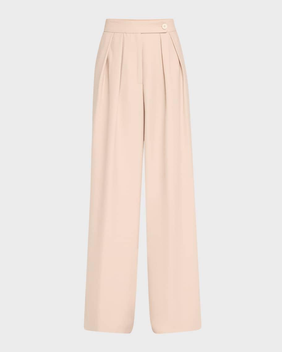Pamplona Pleated Front Wide Leg Wool Pants Product Image