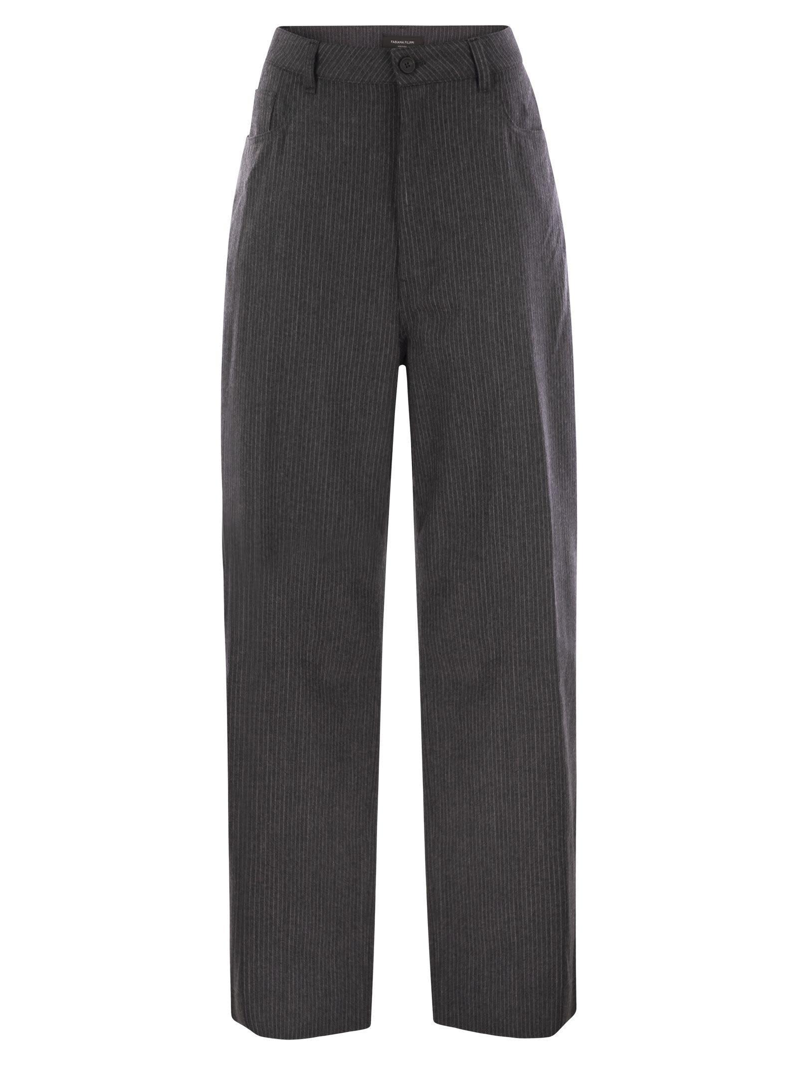 FABIANA FILIPPI 5-pocket Virgin Wool Pinstripe Trousers In Grey Product Image