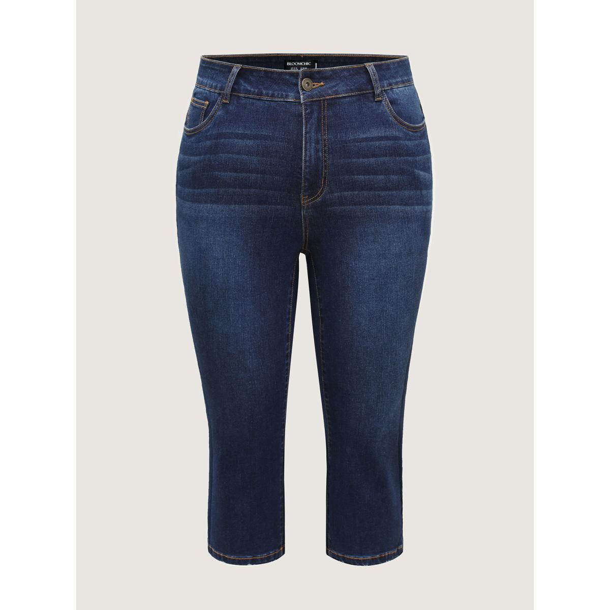 Plus Size Stretchy Butt-Lifting Skinny-Fit Jeans Women Midblue High stretch Slanted pocket Jeans BloomChic 30/6X Product Image