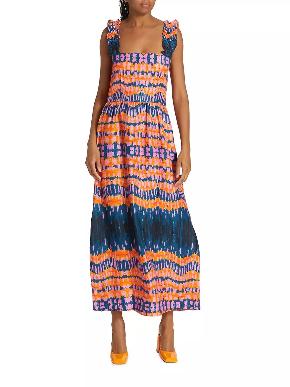Caroline Geometric Braided-Strap Maxi Dress Product Image