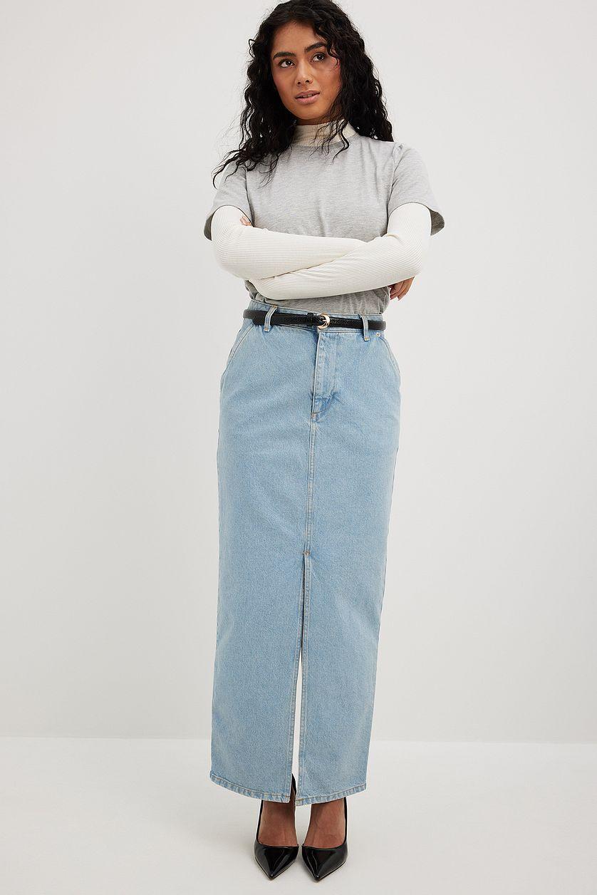 Slit Detailed Maxi Denim Skirt Product Image