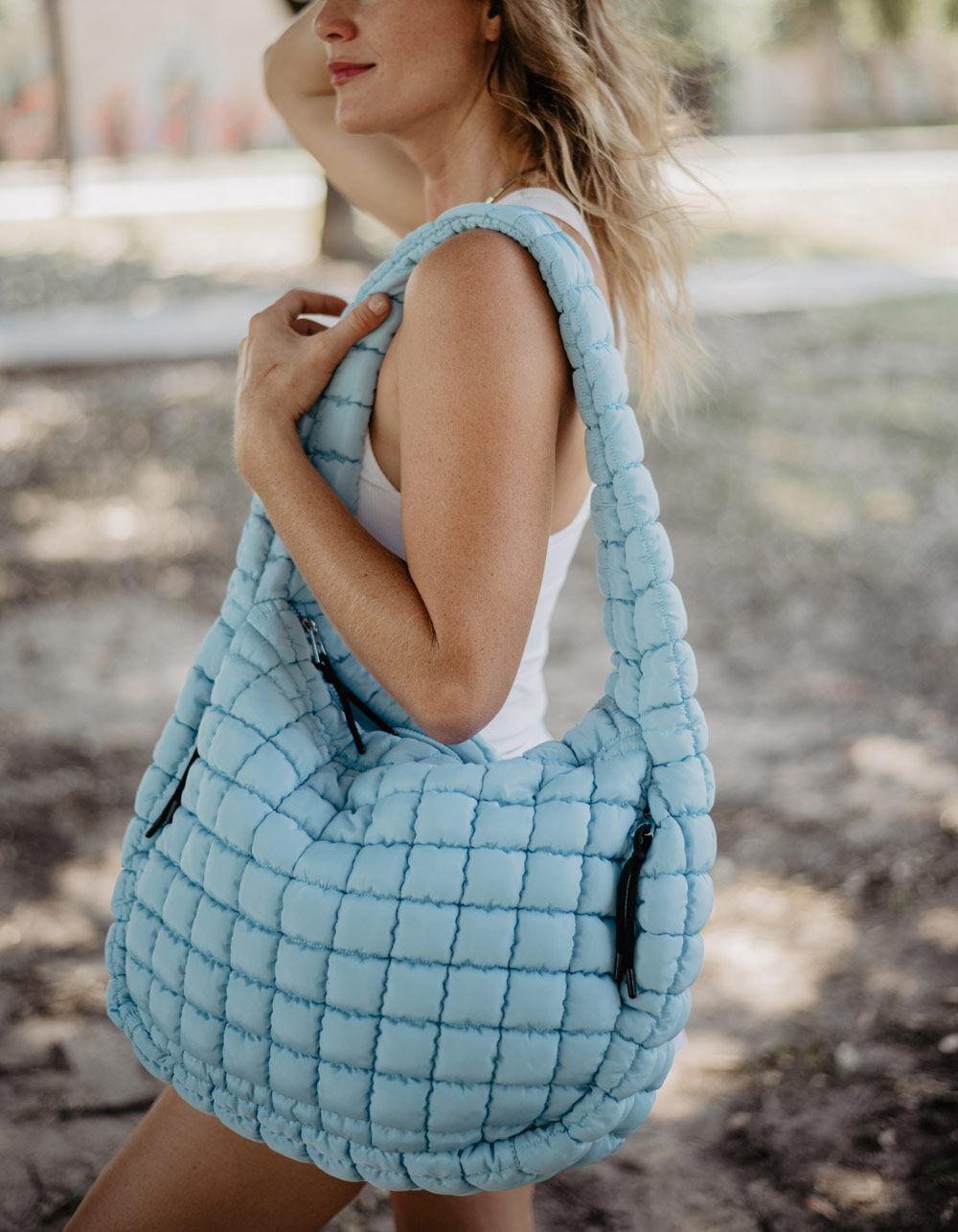KATYDID Quilted Tote Bag - LIGHT BLUE Product Image