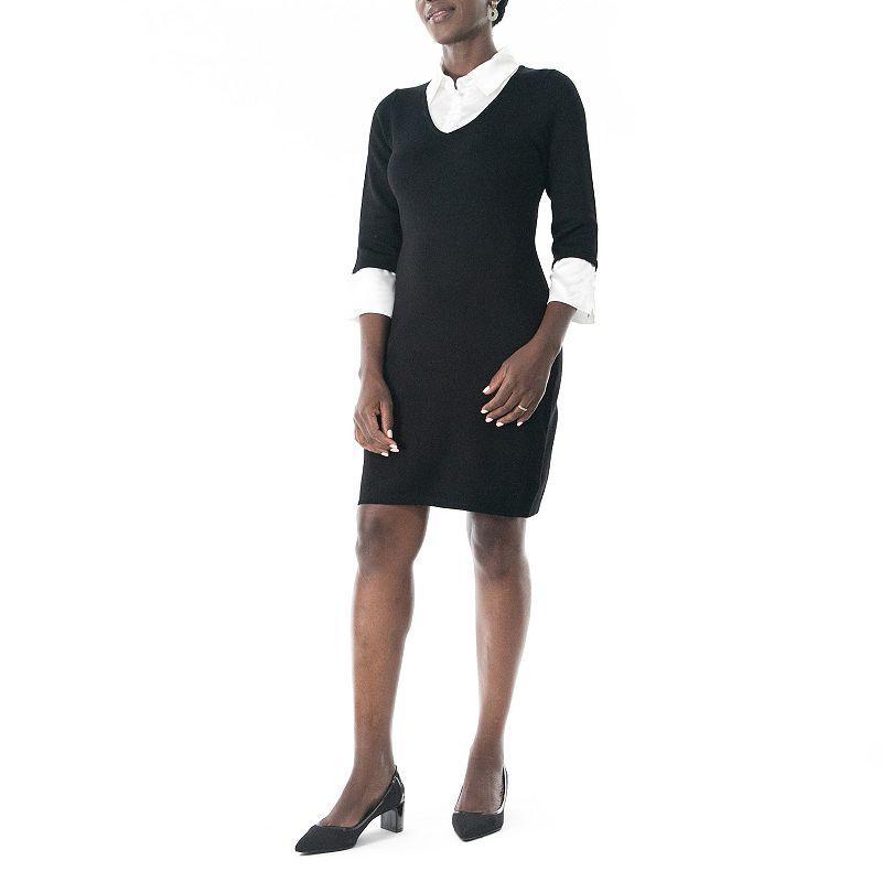 Womens Nina Leonard Three Quarter Sleeve Sweater Dress Product Image