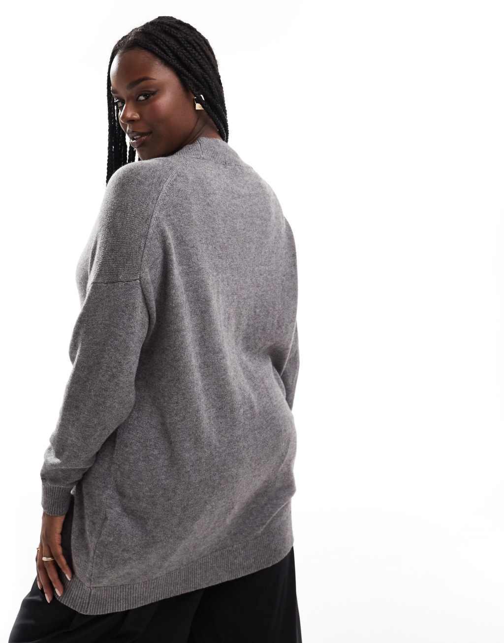 ONLY Curve longline cardigan in gray melange  Product Image