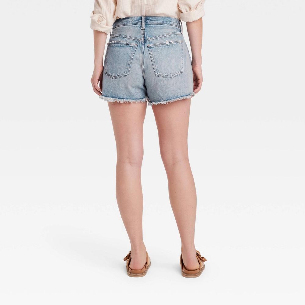 Women's Mid-Rise 90's Baggy Shorts - Universal Thread™ Brown 6: Relaxed Fit, Frayed Hem, 4" Inseam, Machine Washable Product Image