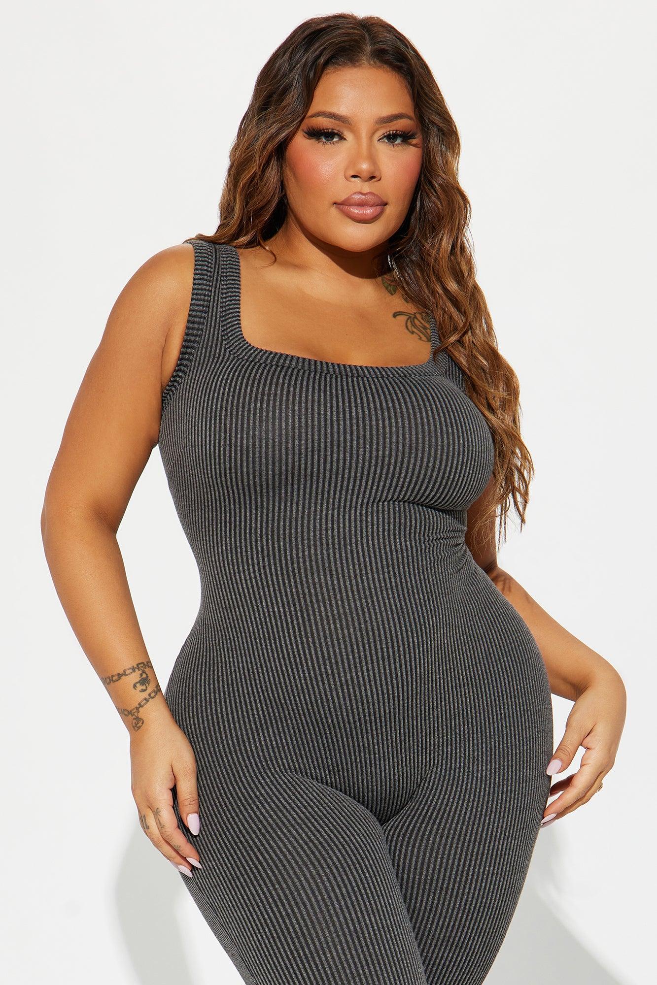 Thinking It Over 2 Piece Jumpsuit Set - Charcoal Product Image