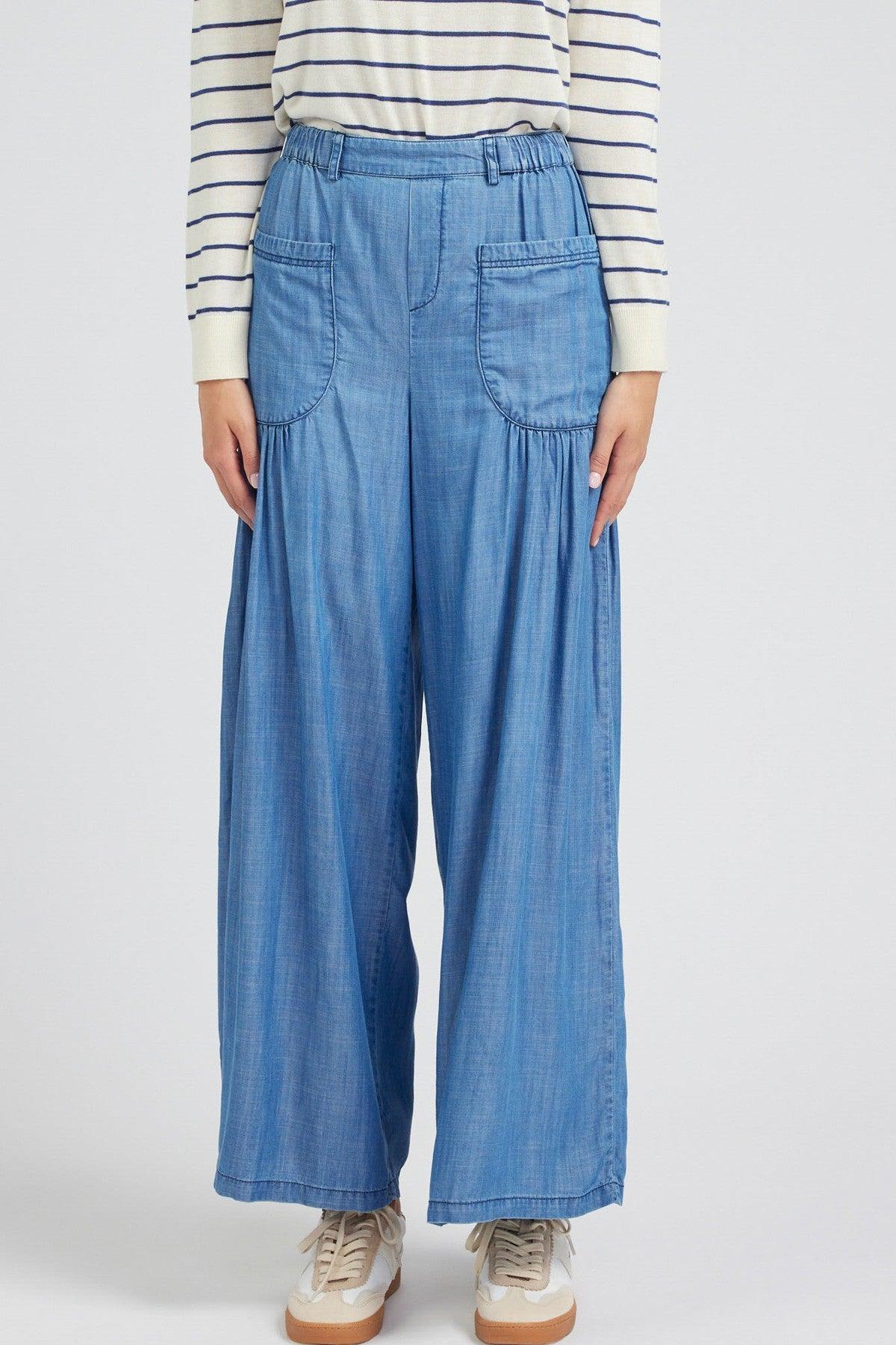 Chambray Wide Leg Pants Product Image
