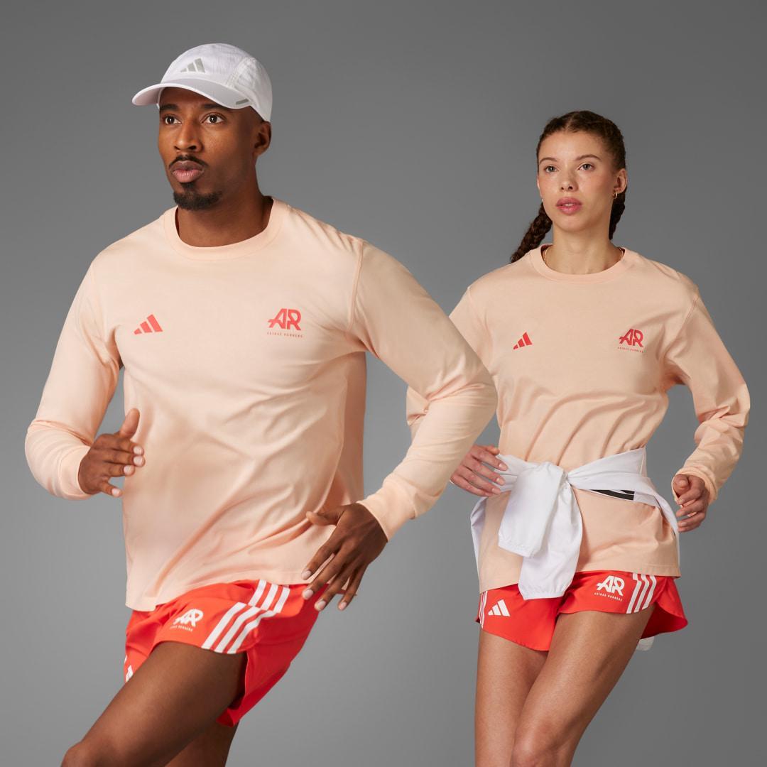 adidas Runners Long Sleeve Tee (Gender Neutral) Powder Coral 2XL Unisex Product Image
