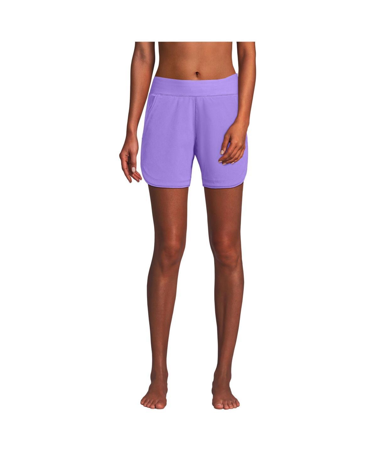 Petite Lands' End 5" Quick Dry Elastic Waist Board Shorts Swim Cover-up, Women's, Size: 12 Petite, Deep  Blue Product Image