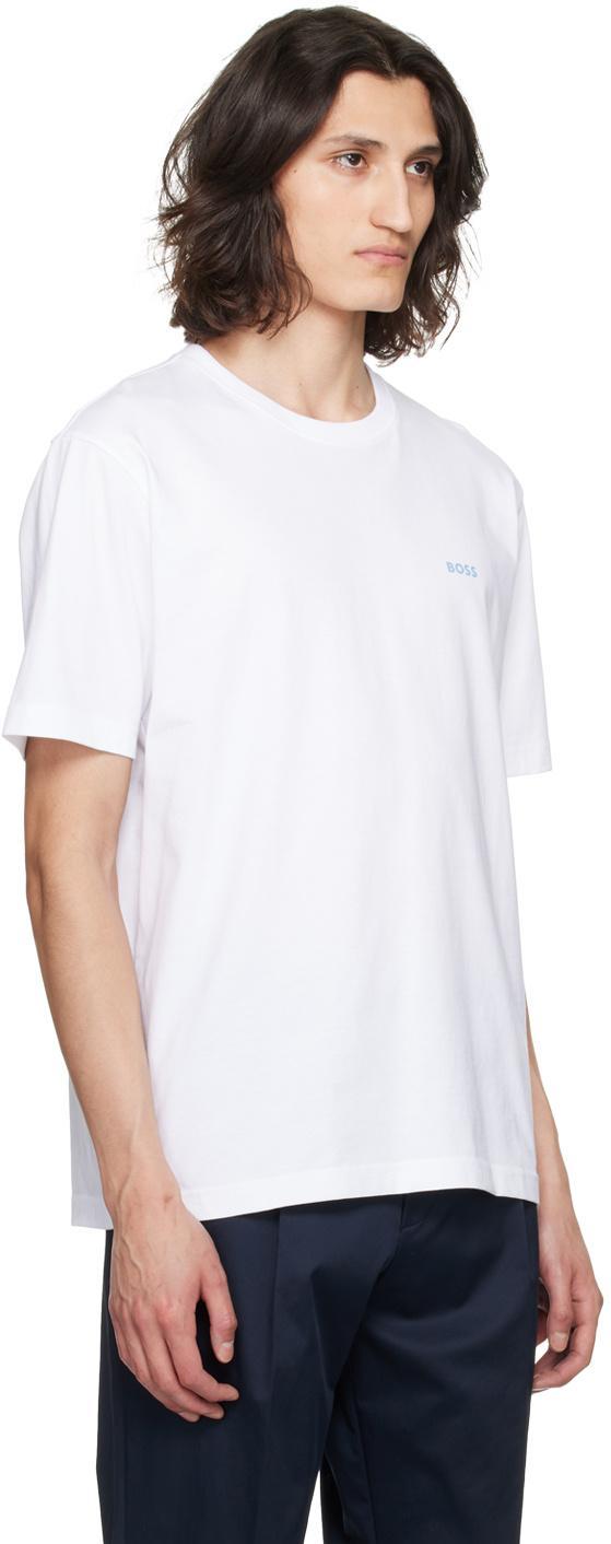HUGO BOSS Coral-print Cotton T-shirt In White Product Image