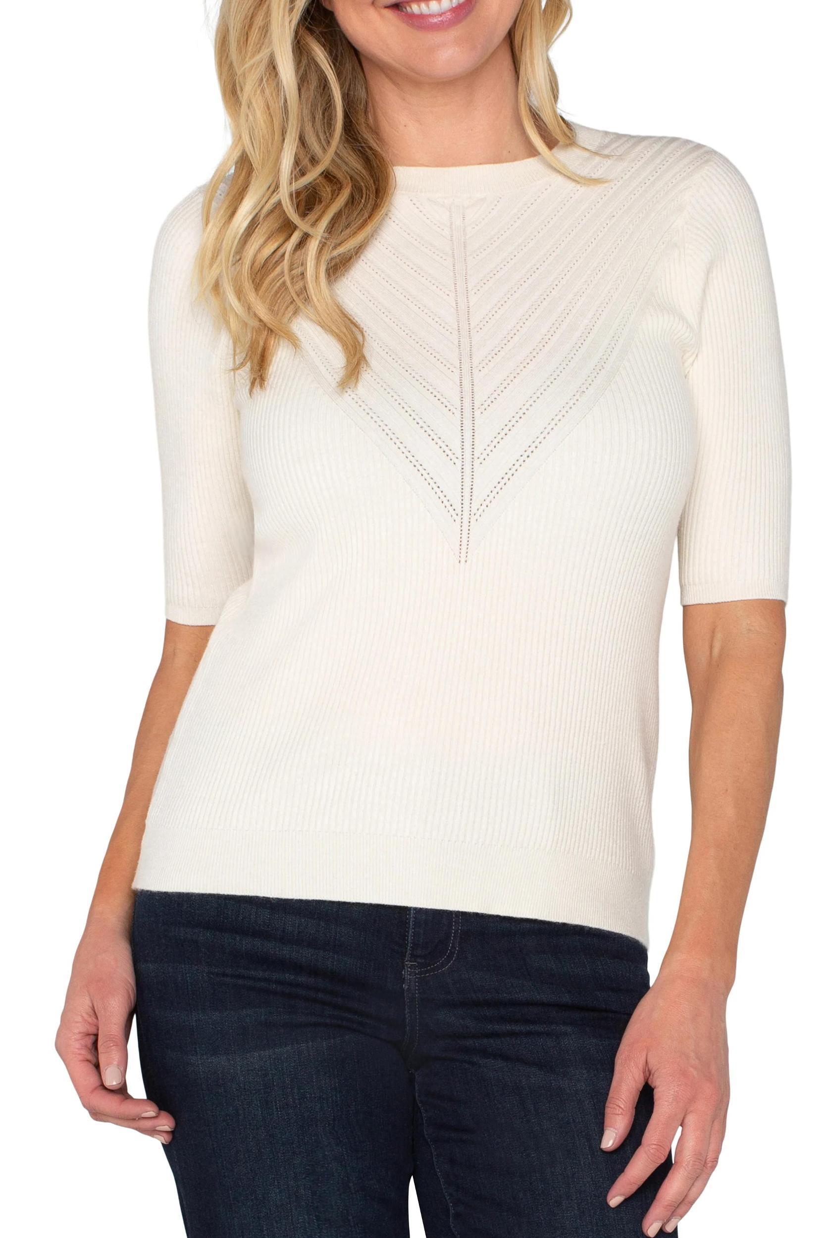 Elbow Sleeve Crew Neck Sweater Product Image