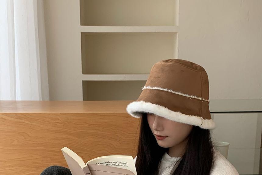 Fleece Lined Faux Suede Bucket Hat Product Image
