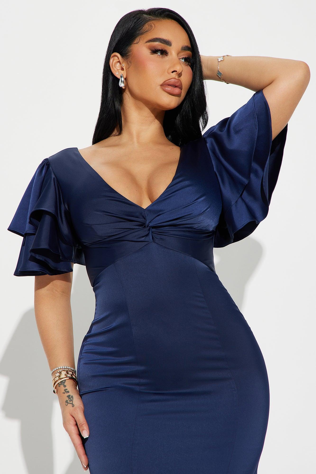Everlee Satin Gown - Navy Product Image