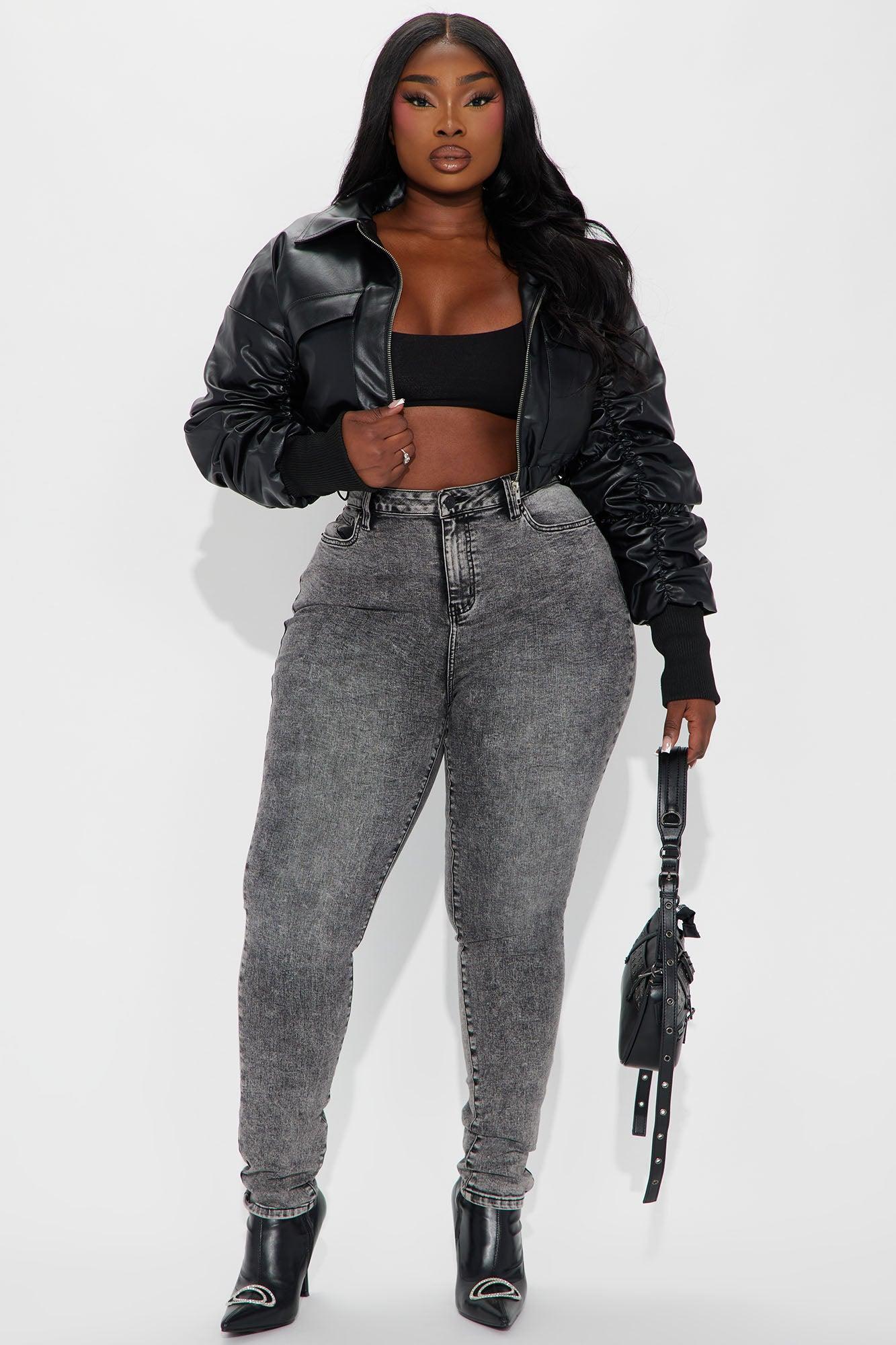 Tall It's Giving High Stretch Curvy Skinny Jeans - Acid Wash Grey Product Image