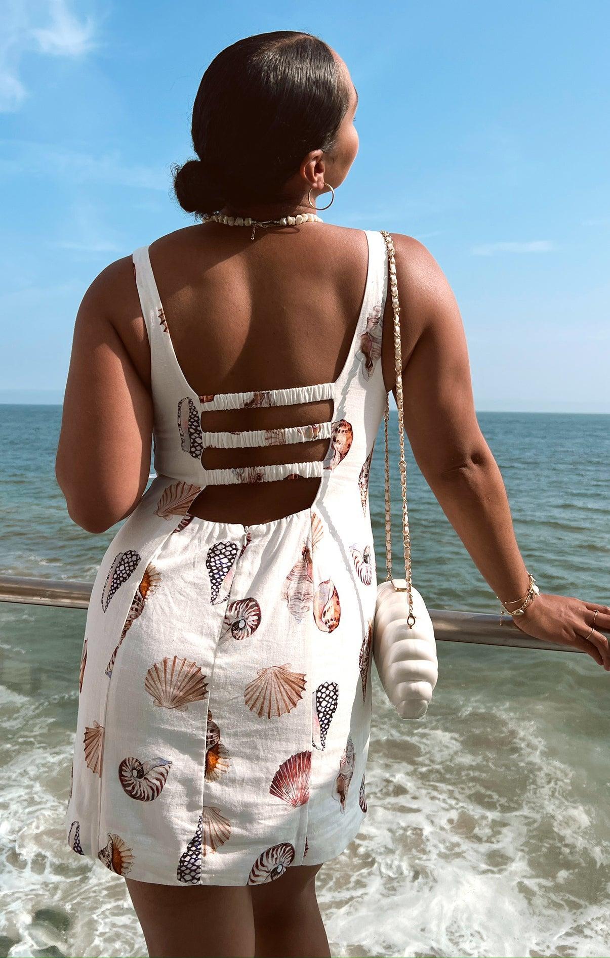 Steph Mini Dress ~ Shell Linen Product Image