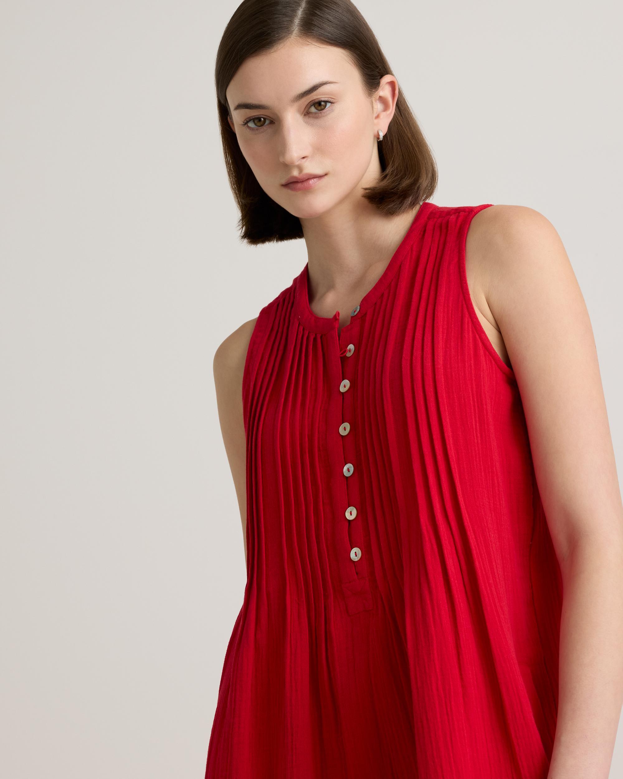 Quince | Women's Gauze Sleeveless Swing Dress Size XS, Organic Cotton Product Image