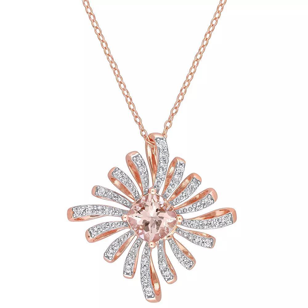 Stella Grace 18K Rose Gold over Sterling Silver Morganite & White Topaz Spike Pendant Necklace, Women's, Size: 18", Pink Tone Product Image