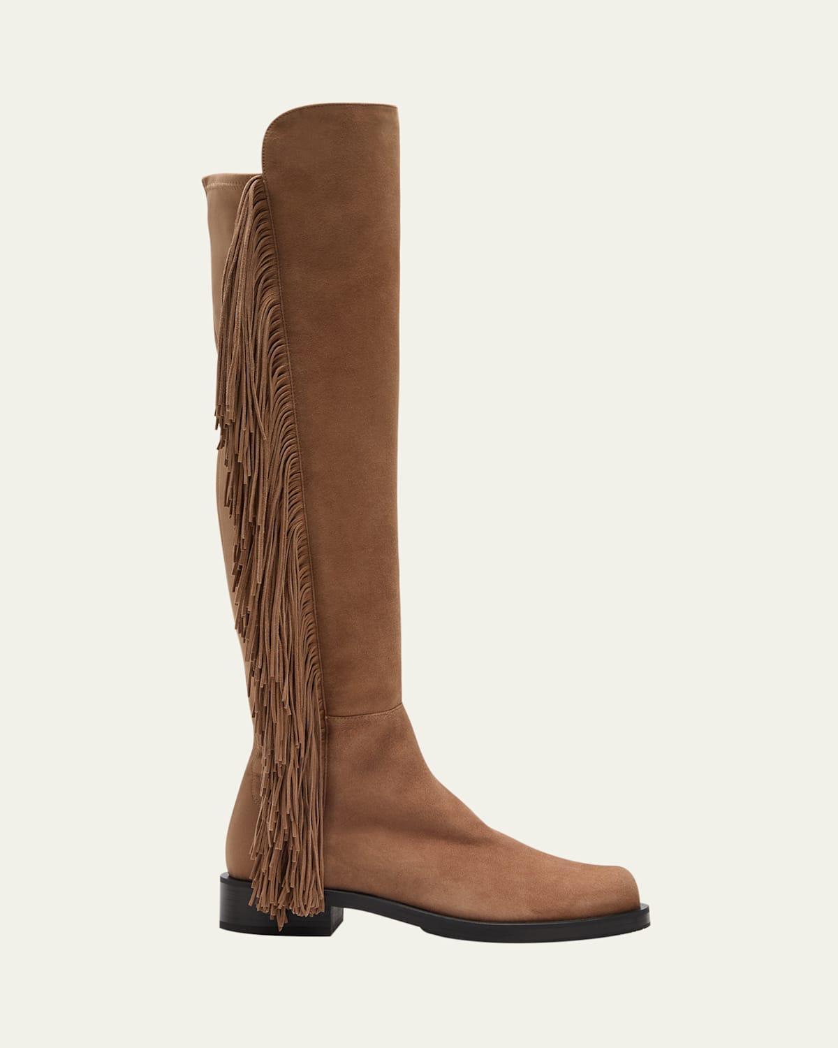 5050 Suede Fringe Over-The-Knee Boots Product Image