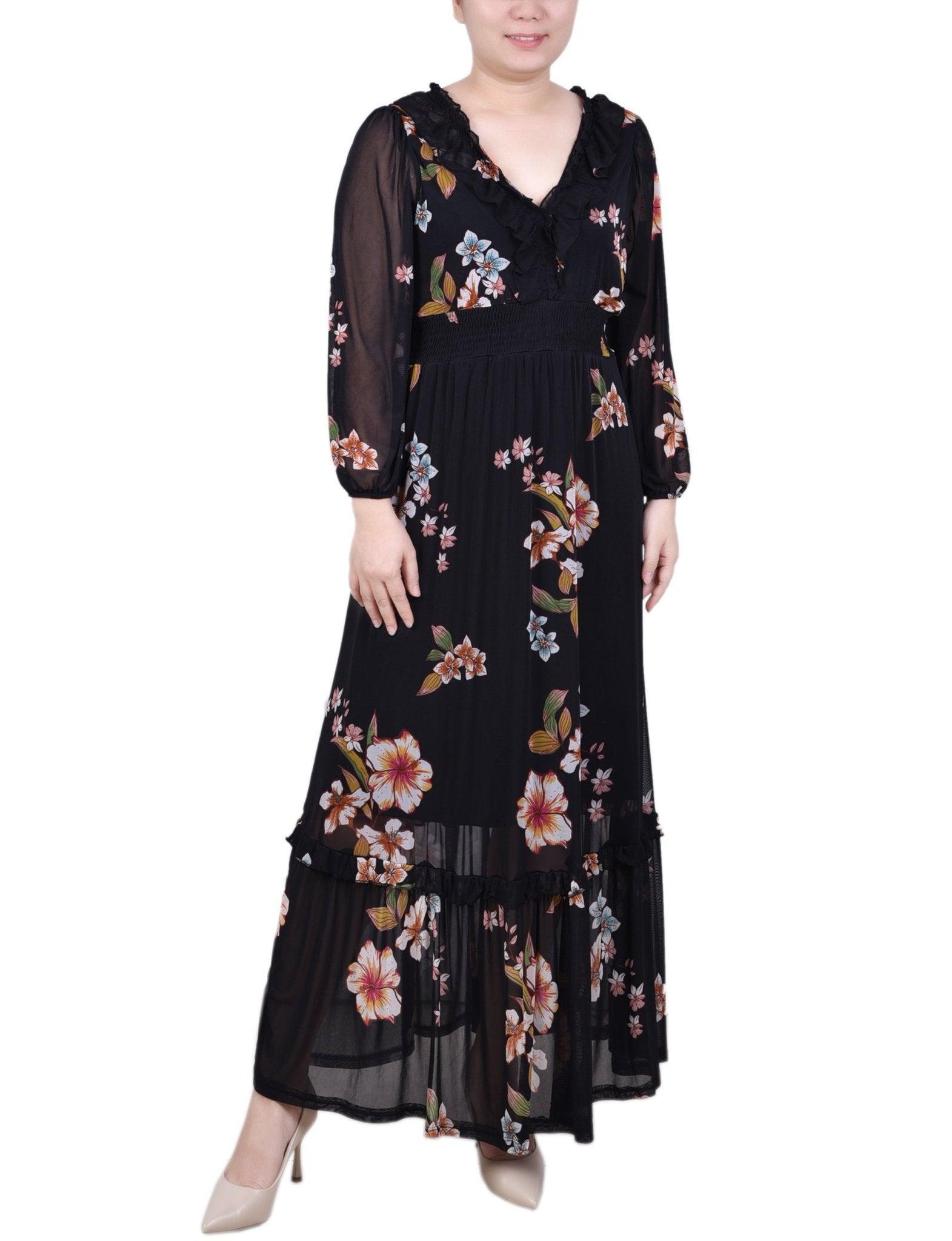 Long Sleeve Mesh Maxi Dress - Petite Product Image