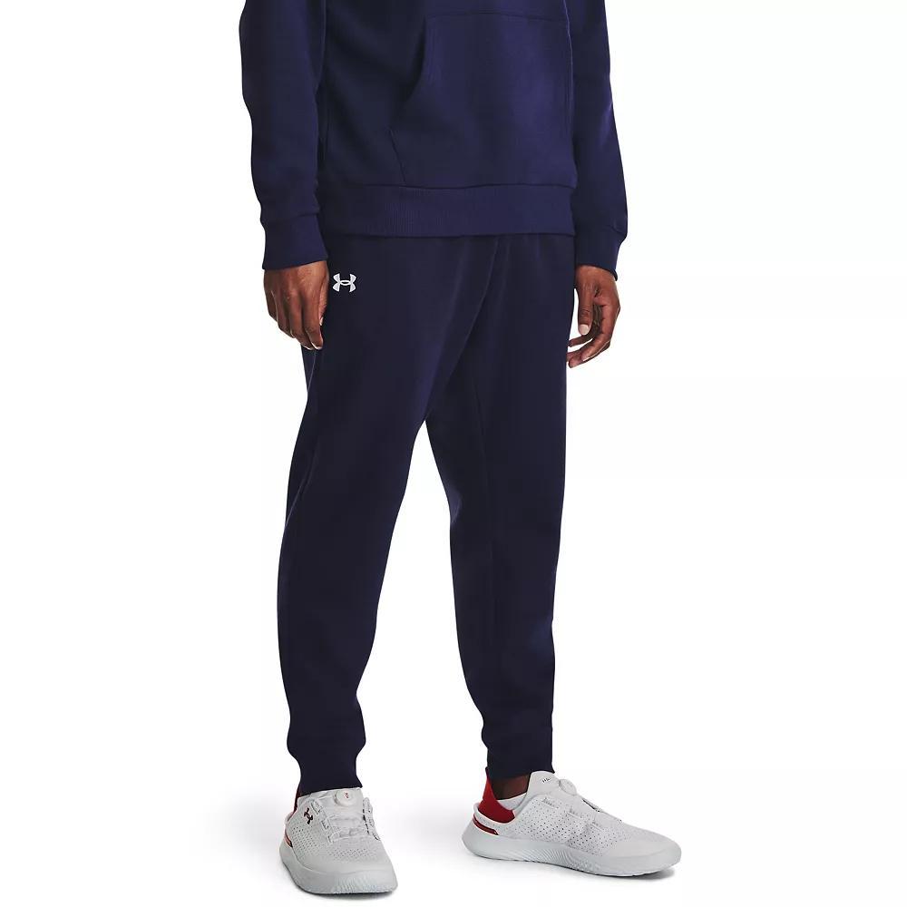 Big & Tall Under Armour Rival Fleece Joggers, Men's, Size: XXL Tall, Black Navy White Product Image