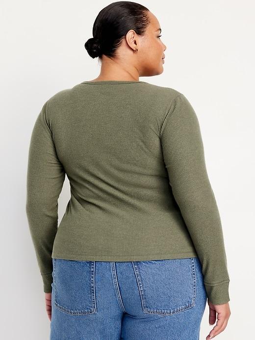 Ribbed Henley Top Product Image