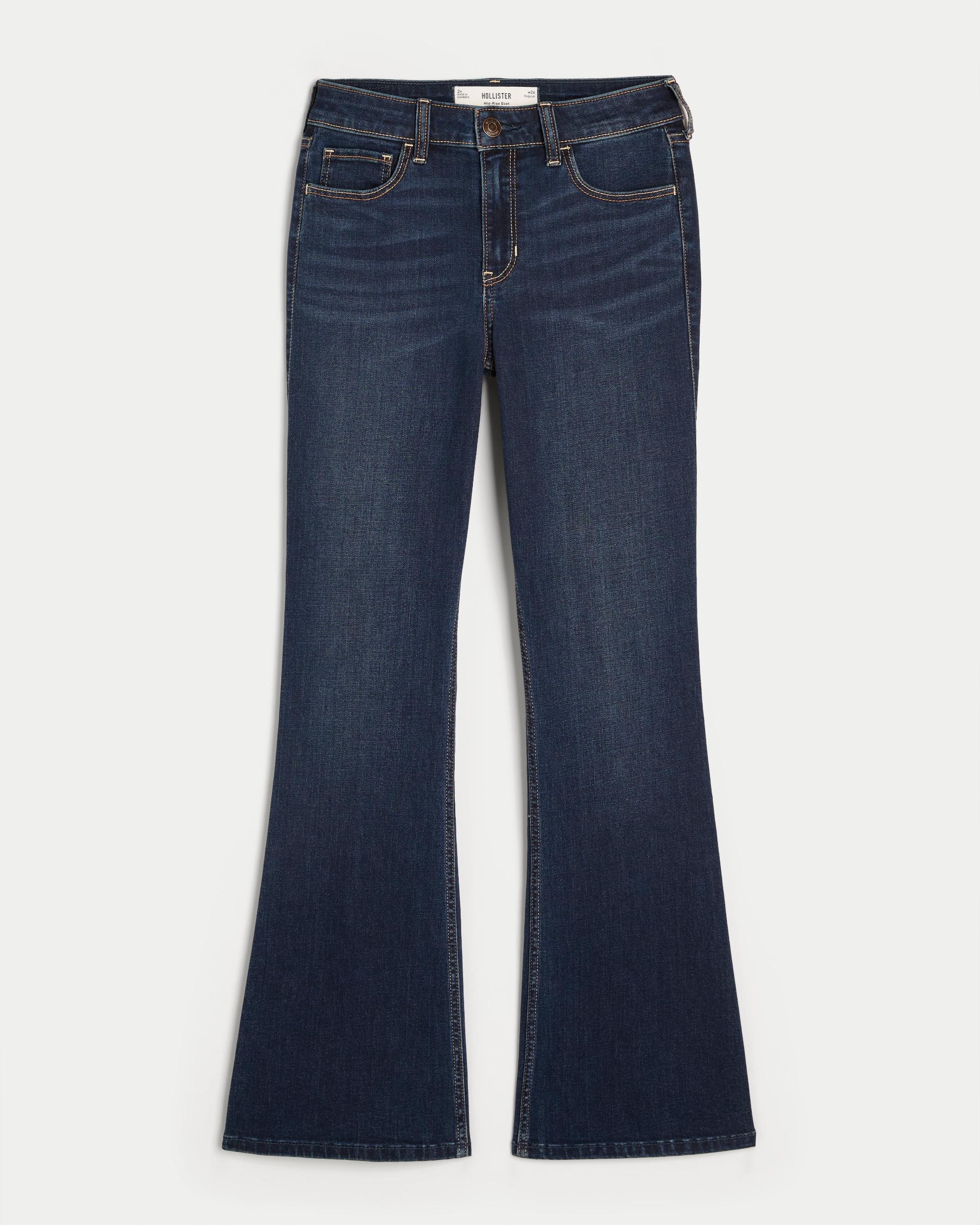 Mid-Rise Dark Wash Boot Jeans Product Image