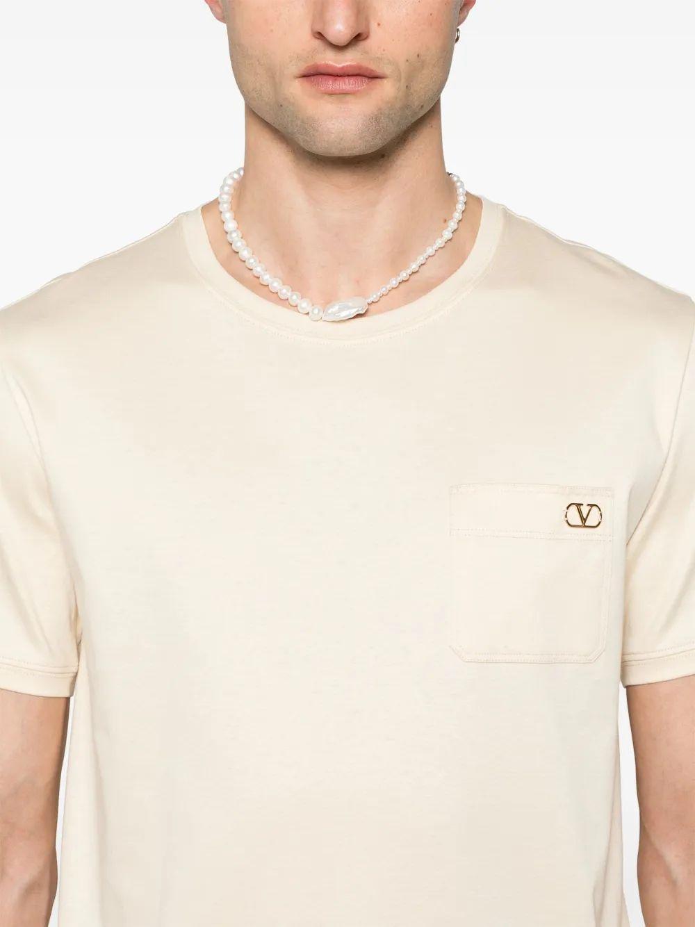 VALENTINO T-shirt Vlogo Signature Aus Baumwoll-jersey In Weiss Product Image