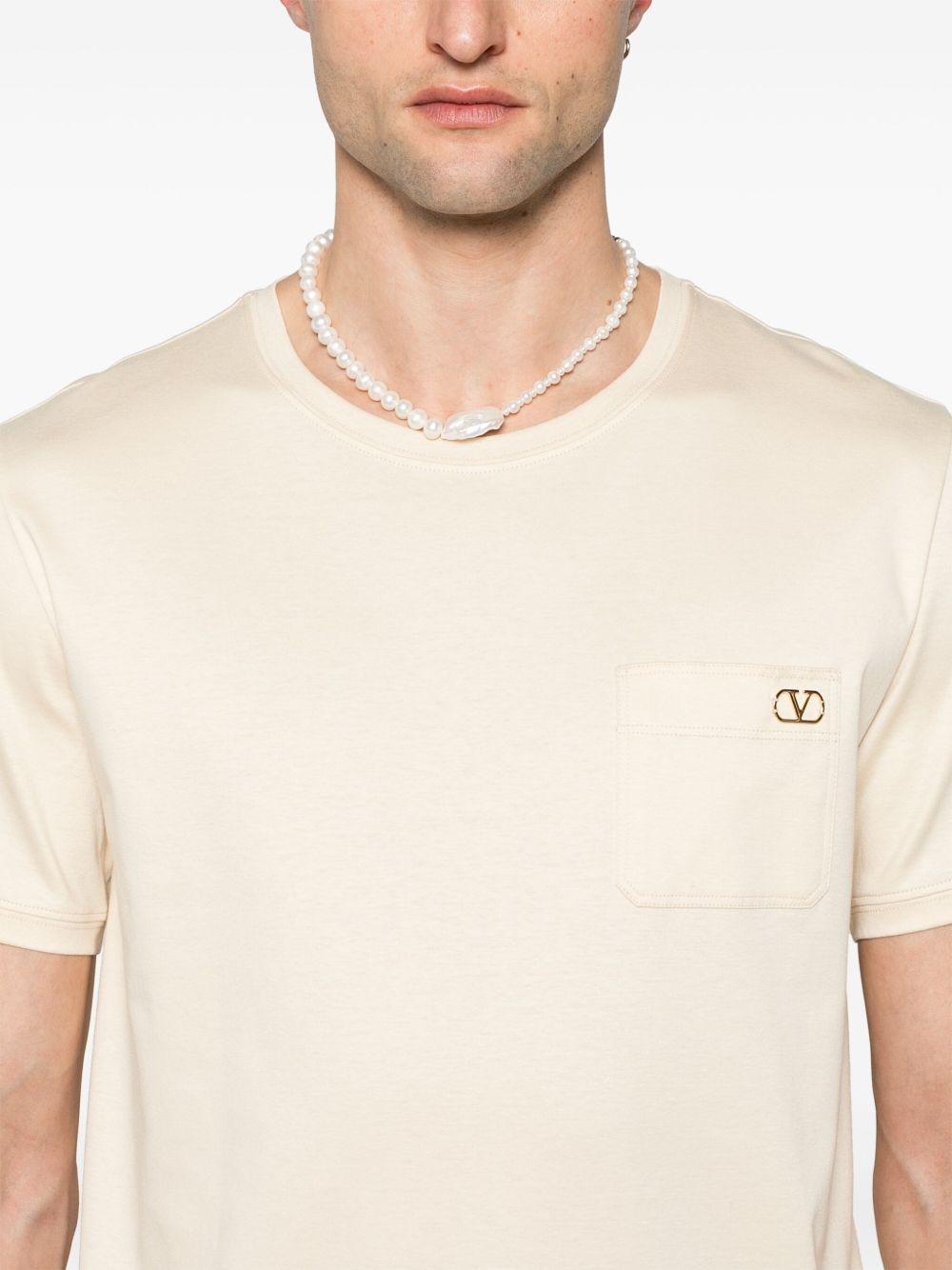 VALENTINO T-shirt Vlogo Signature Aus Baumwoll-jersey In Weiss Product Image