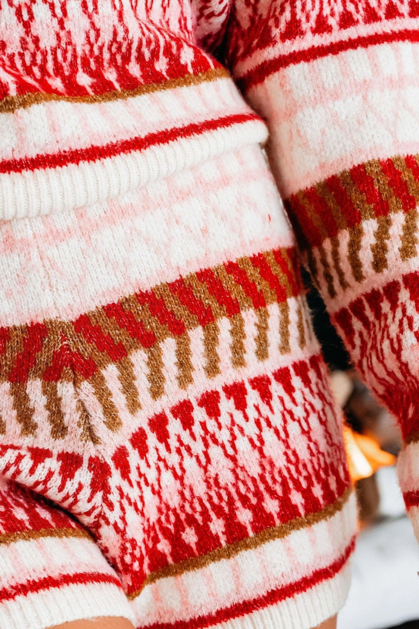 Multi Red Striped Sweater and Shorts Set - FINAL SALE Product Image