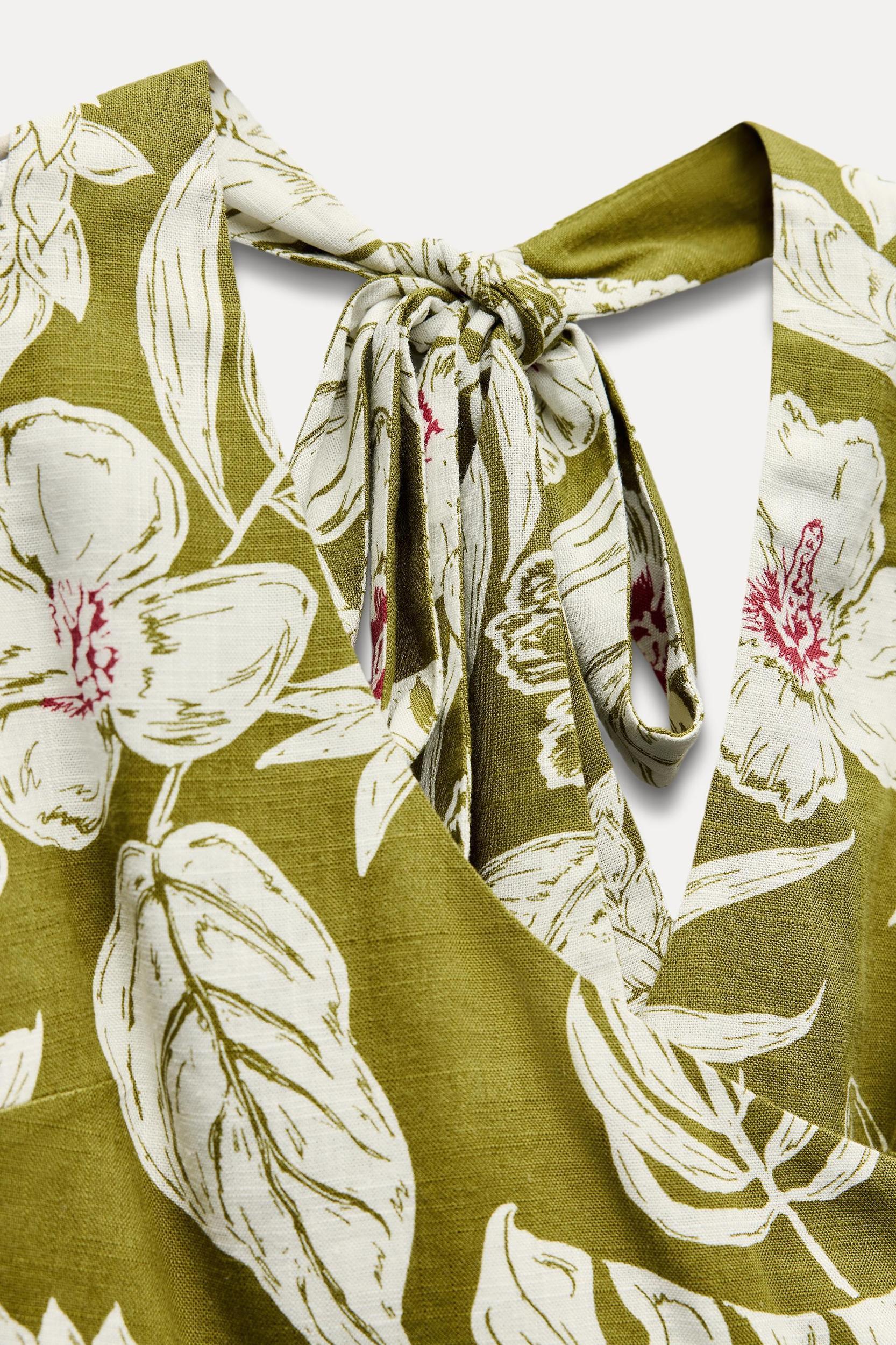 LINEN BLEND FLORAL PRINT DRESS Product Image