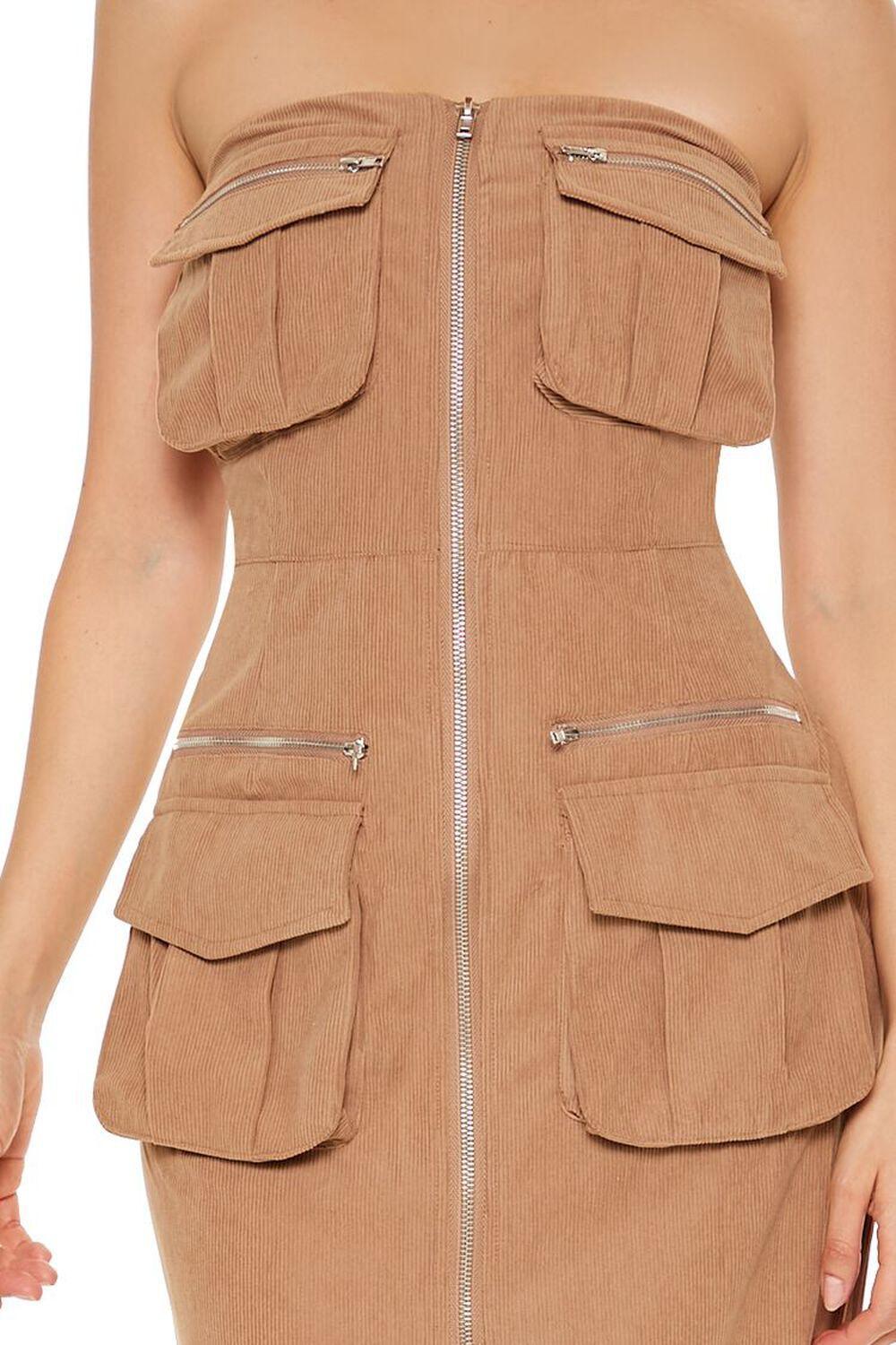 Strapless Zip-Up Cargo Midi Dress | Forever 21 Product Image