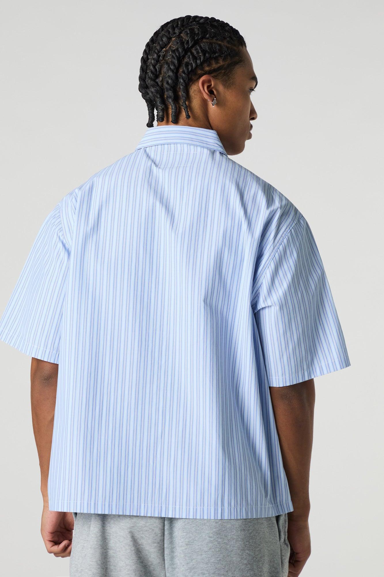 Striped Button-Up Boxy Top Male Product Image