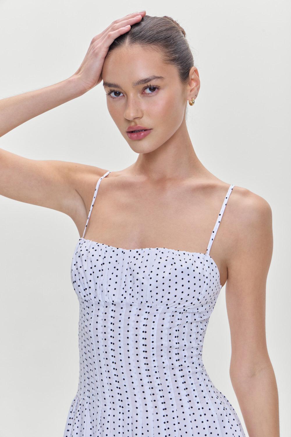 Reign Polka Dot Maxi Dress - White Polka Dot Product Image
