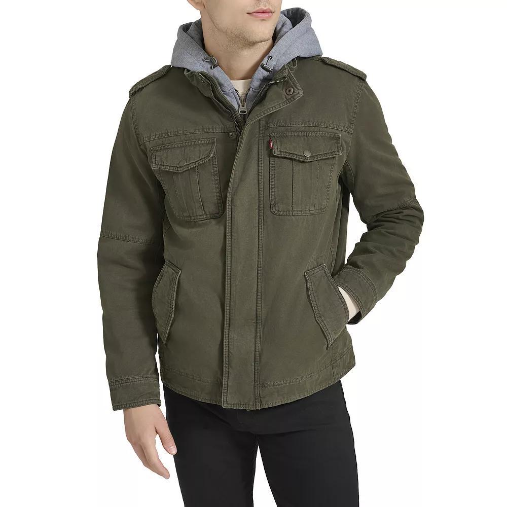 Men's Levi's® Cotton Hooded Quilt Lined Trucker Jacket, Size: Small, Worker Brown Product Image