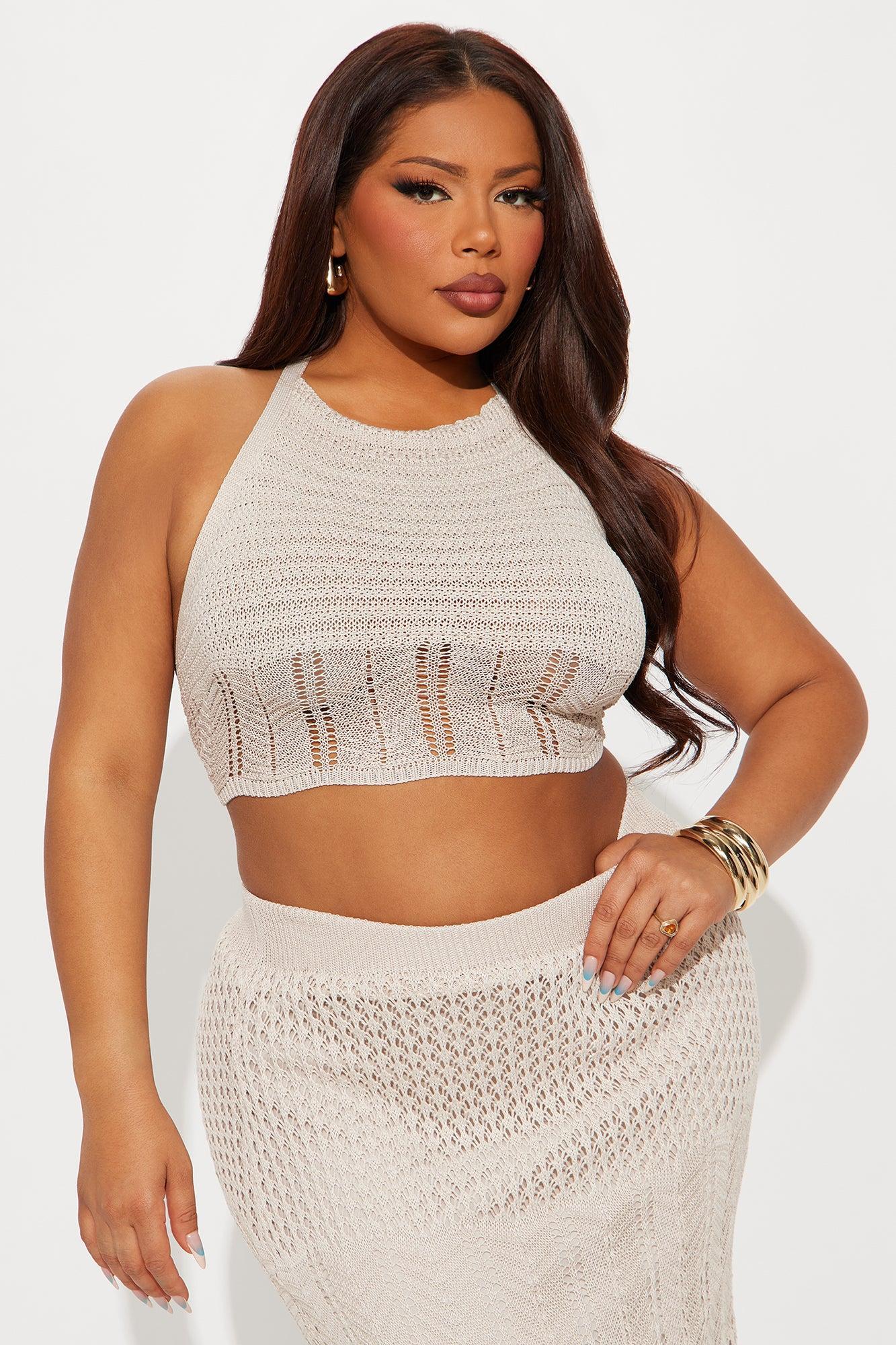 Marbella Crochet Maxi Skirt Set - Taupe Product Image