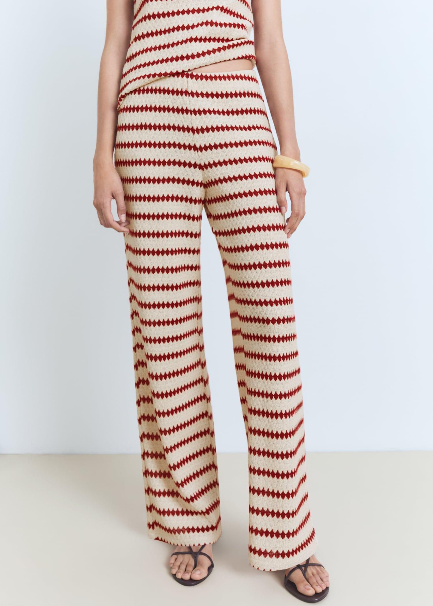 Knitted pants with geometric print - Women | MANGO USA Product Image