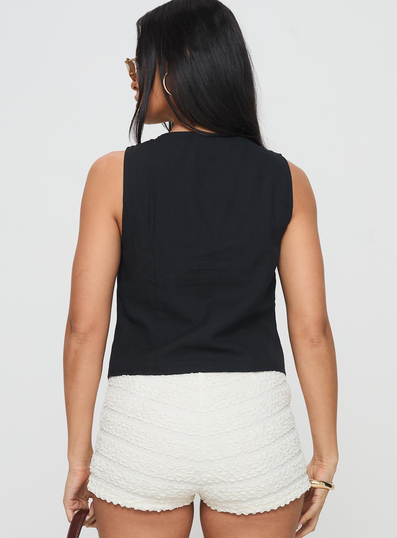 Awakening Tie Front Top Black Product Image
