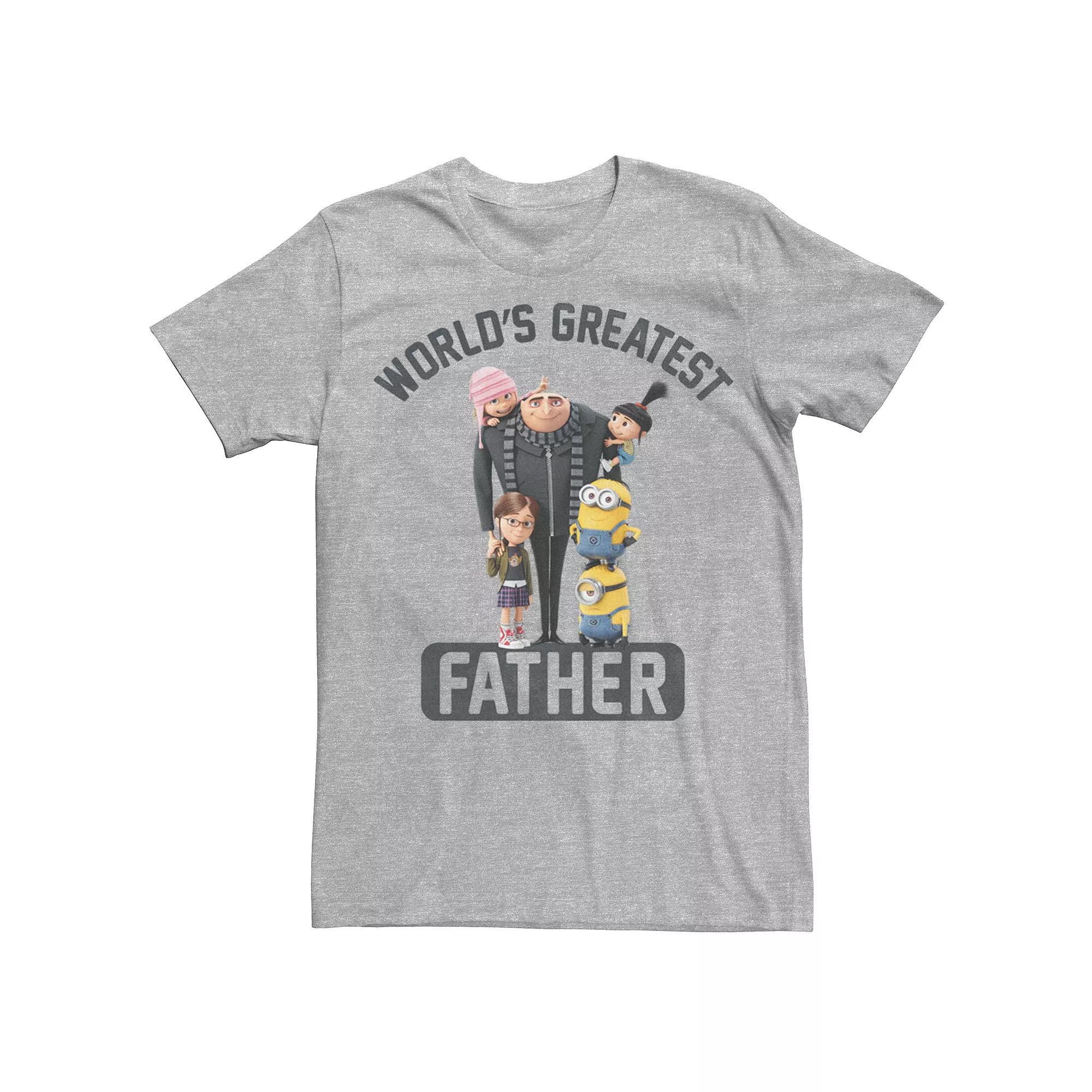 Men's Minions Gru "World's Greatest Father" Tee, Size: Small, Athletic Grey Product Image